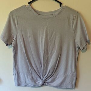 Hollister Front Twist-Knot Short Sleeve T-Shirt Pale Lavender Gray Medium